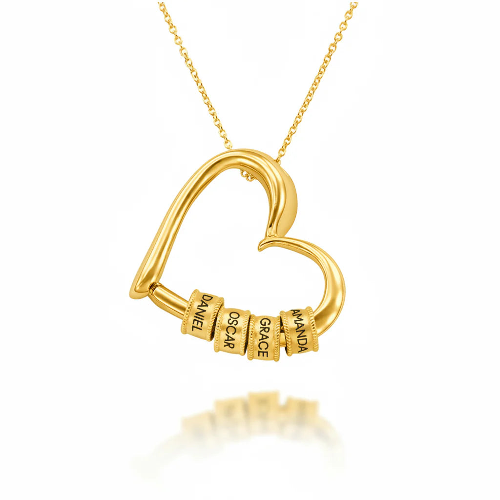 Collar Corazón Encantador con Cuentas Grabadas