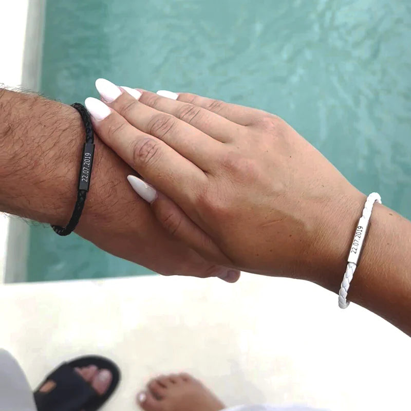 Pulseras Magnéticas de Cuero para Parejas