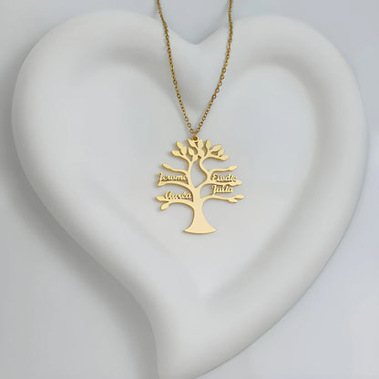 Collar Personalizado Árbol de la Vida con Nombres – Collar Familiar Grabado