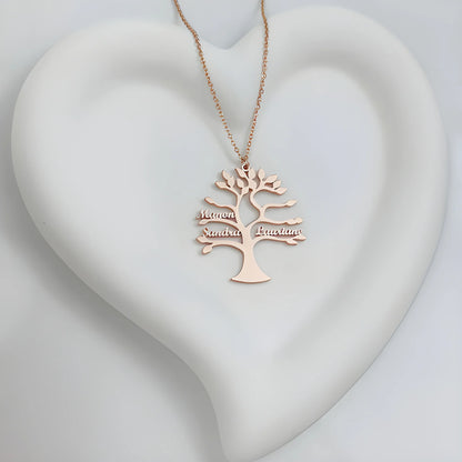 Collar Personalizado Árbol de la Vida con Nombres – Collar Familiar Grabado