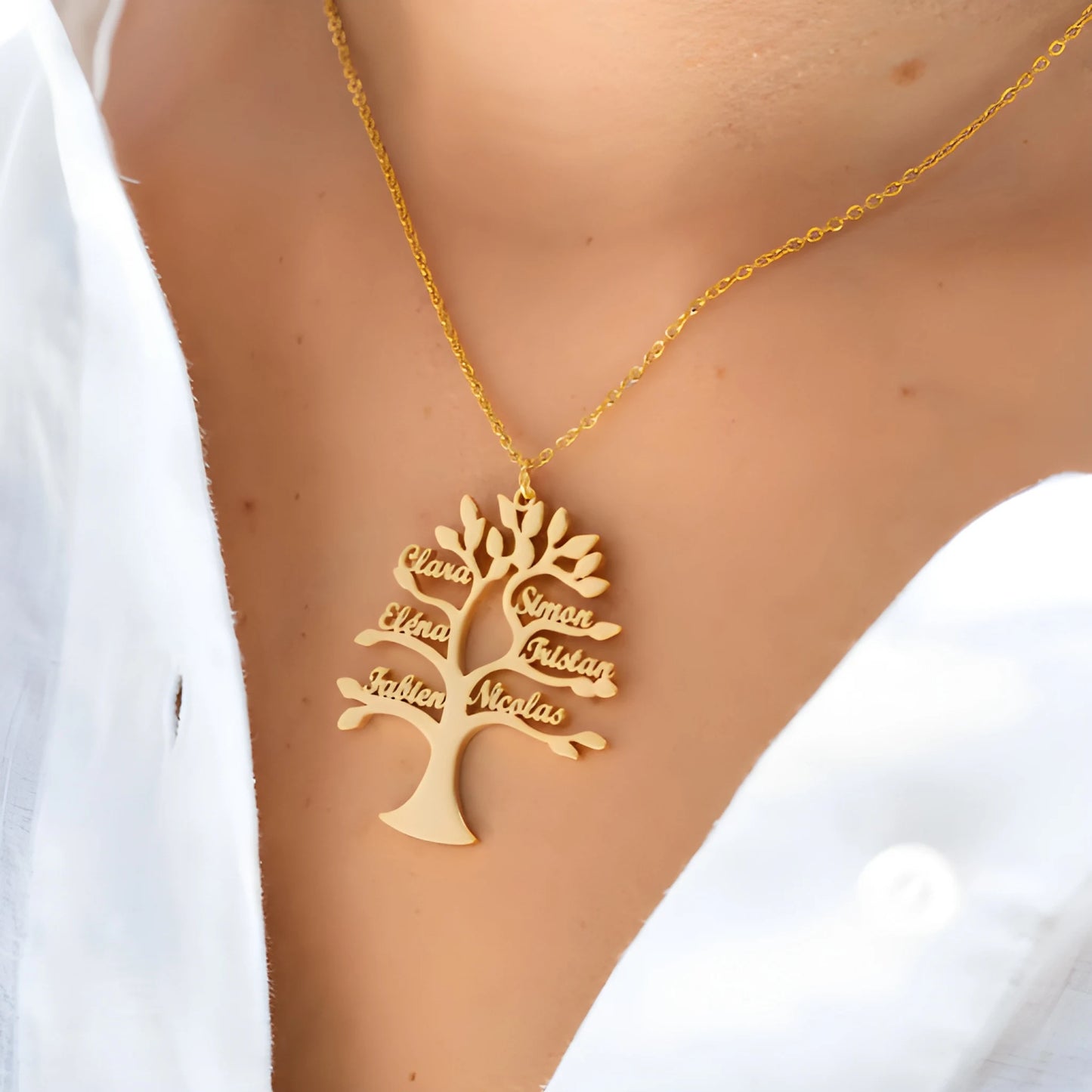 Collar Personalizado Árbol de la Vida con Nombres – Collar Familiar Grabado