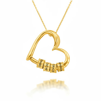 Collar Corazón Encantador con Cuentas Grabadas