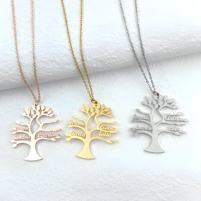 Collar Personalizado Árbol de la Vida con Nombres – Collar Familiar Grabado