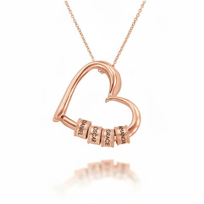 Collar Corazón Encantador con Cuentas Grabadas